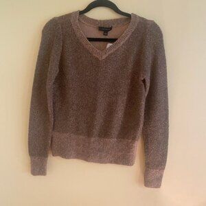 ANN TAYLOR Sparkly‎ V-Neck Sweater Color Gold/Beige Size Small NWT